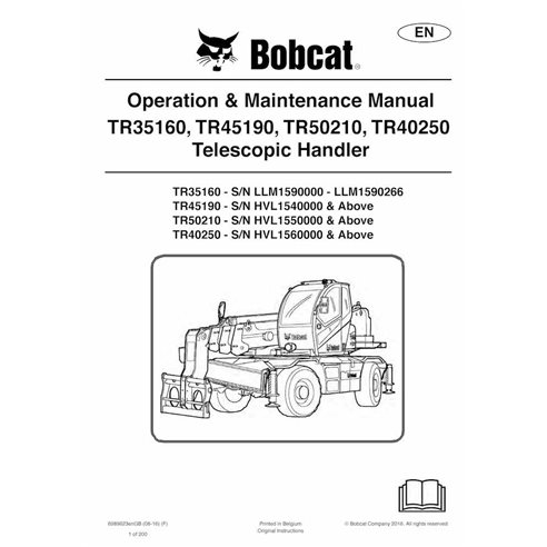 Bobcat TR35160, TR45190, TR50210, TR40250 manipulador telescópico pdf manual de operación y mantenimiento - Gato montés manua...