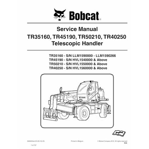 Bobcat TR35160, TR45190, TR50210, TR40250 manipulador telescópico pdf manual de serviço - Lince manuais - BOBCAT-TR35160_TR45...