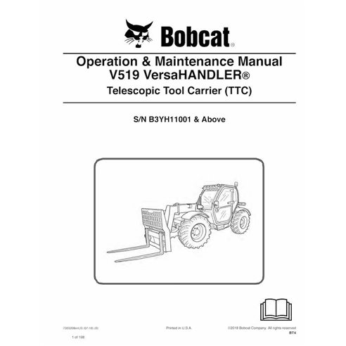 Bobcat V519 porte-outils télescopique pdf manuel d'utilisation et d'entretien - Lynx manuels - BOBCAT-V519-7303208-EN