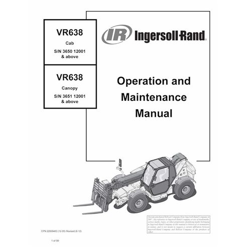 Bobcat VR638 porte-outils télescopique pdf manuel d'utilisation et d'entretien - Lynx manuels - BOBCAT-VR638-22806483-EN