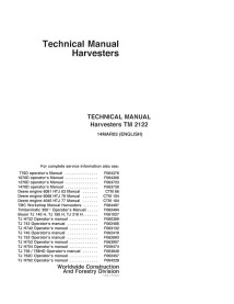 TM2122 John Deere 770D, 1070D, 1270D, 1470D harvester technical manual (TM2122)
