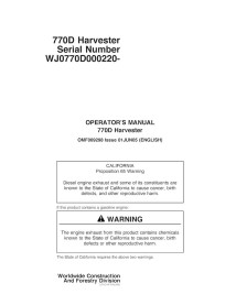 JD-F069298 John Deere 770D harvester operator's manual (F069298)