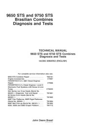 TM2302 Manual de diagnóstico y pruebas para las cosechadoras John Deere 9650 STS y 9750 STS (TM2302)