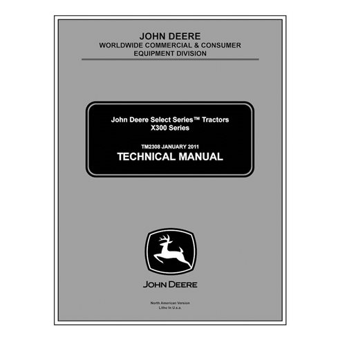 John Deere X300, X304, X310, X320, X324, X340, X360 trator pdf manual técnico - tudo incluído - John Deere manuais - JD-TM230...