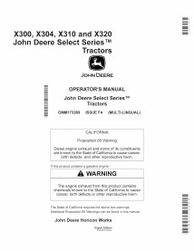 John Deere X300, X304, X310, X320 tractor manual del operador pdf - John Deere manuales - JD-OMM173269-EN