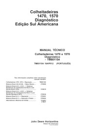 TM801154-PT Manuel technique de diagnostic de la moissonneuse-batteuse John Deere 1470, 1570 PT (TM801154)
