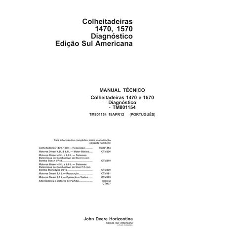 TM801154-PT John Deere 1470, 1570 combine diagnostic technical manual PT (TM801154)