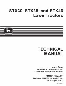 John Deere STX30, STX38, STX46 tracteur de pelouse pdf manuel technique - John Deere manuels - JD-TM1561-EN