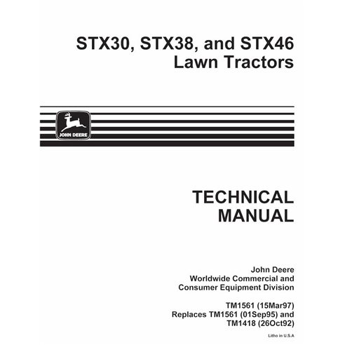 TM1561 Manual técnico do trator de grama John Deere STX30, STX38, STX46 (TM1561)