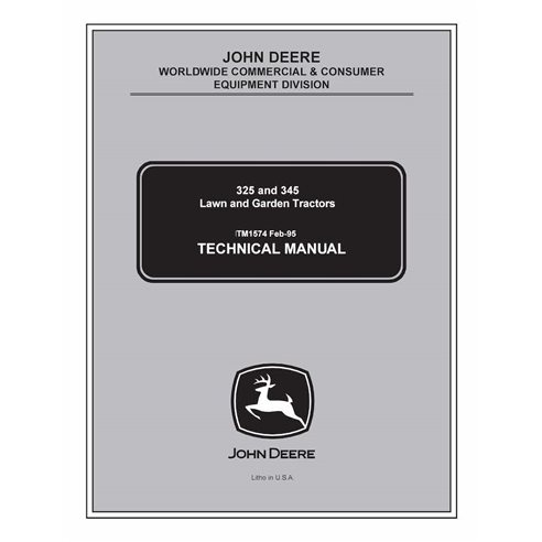 John Deere 325, 345 lawn tractor pdf technical manual  - John Deere manuals - JD-TM1574-EN
