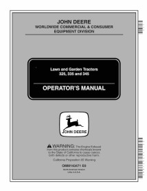 john deere 325, 335, 345 tractor de césped pdf manual del operador - John Deere manuales - JD-OMM143471-EN