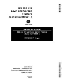 John Deere 325, 345 lawn tractor pdf operator's manual  - John Deere manuals - JD-OMM134133-EN