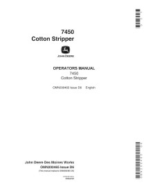 Colhedora de algodão John Deere 7450 pdf manual do operador - John Deere manuais - JD-OMN200465-EN