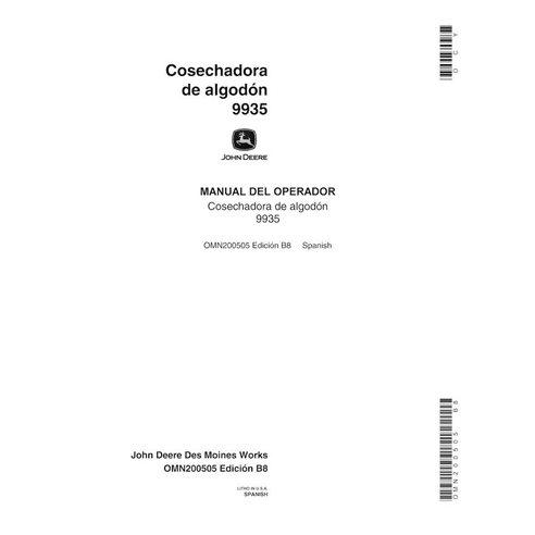 John Deere 9935 colhedora de algodão pdf manual do operador - John Deere manuais - JD-OMN200505-ES