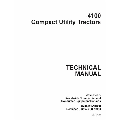 Manual técnico do trator utilitário compacto John Deere 4100 pdf - John Deere manuais - JD-TM1630-EN