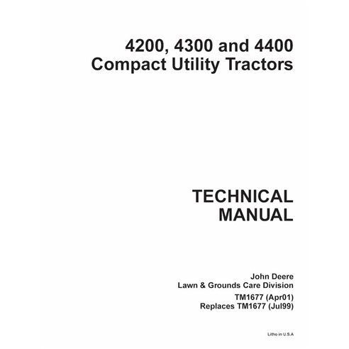 TM1677 Manual técnico do trator utilitário compacto John Deere 4200, 4300, 4400 (TM1677)
