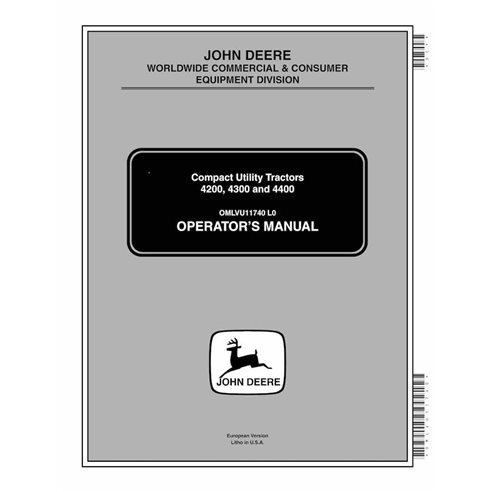 John Deere 4200, 4300, 4400 trator utilitário compacto pdf manual do operador - John Deere manuais - JD-OMLVU11740-EN