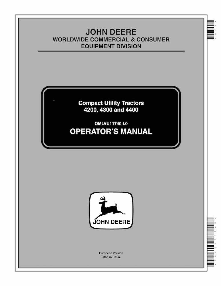 John Deere 4200 4300 4400 Compact Utility Tractor Pdf Operators Manual