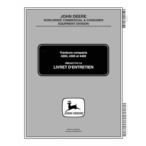 John Deere 4200, 4300, 4400 trator utilitário compacto pdf manual do operador FR - John Deere manuais - JD-OMLVU11741-FR