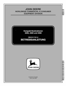 John Deere 4200, 4300, 4400 trator utilitário compacto pdf manual do operador DE - John Deere manuais - JD-OMLVU11742-DE