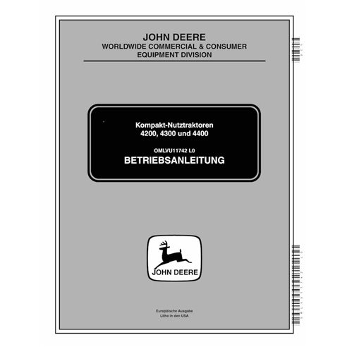 John Deere 4200, 4300, 4400 tractor utilitario compacto pdf manual del operador DE - John Deere manuales - JD-OMLVU11742-DE