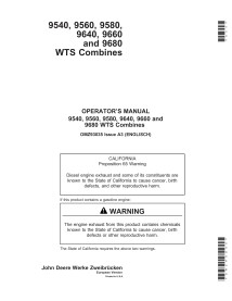 JD-OMZ93035 Manual del operador de la cosechadora John Deere 9540, 9560, 9580, 9640, 9660, 9680 WTS (OMZ93035)