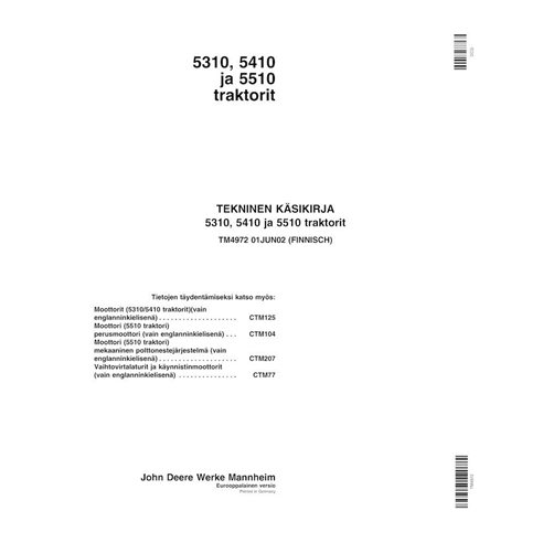 John Deere 5310, 5410, 5510 tracteur pdf diagnostic et manuel de réparation. - John Deere manuels - JD-TM4972-FI