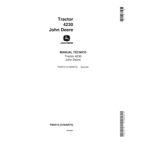 Manual técnico do trator John Deere 4230 pdf - tudo incluído ES - John Deere manuais - JD-TM2515-ES