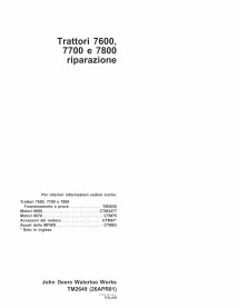 TM2649-IT Manuel technique complet pour tracteurs John Deere 7600, 7700 et 7800 (TM2649)