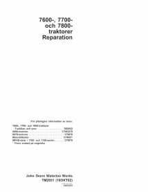 John Deere 7600, 7700, 7800 trator pdf manual técnico - tudo incluído SV - John Deere manuais - JD-TM2651-SV
