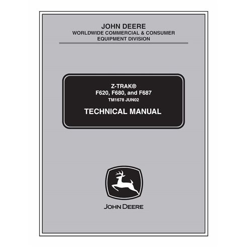 TM1678 Manual técnico completo do cortador de grama frontal John Deere F620, F680, F687 (TM1678)