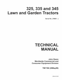 TM1760 John Deere 325, 345, 335 lawn tractor pdf technical manual - all inclusive