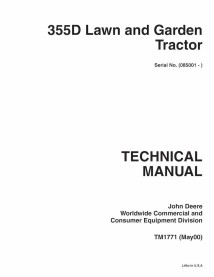 Manual técnico do trator gramado John Deere 355D pdf - tudo incluído - John Deere manuais - JD-TM1771-EN