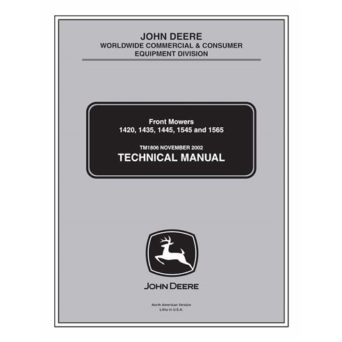 John Deere 1420, 1435, 1445, 1545, 1565 front mower pdf technical manual - all inclusive  - John Deere manuals - JD-TM1806-EN