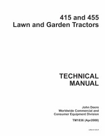 John Deere 415, 455 tractor de césped pdf manual técnico - todo incluido - John Deere manuales - JD-TM1836-EN