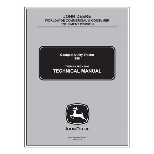 Manual técnico do trator utilitário compacto John Deere 990 pdf - tudo incluído - John Deere manuais - JD-TM1848-EN