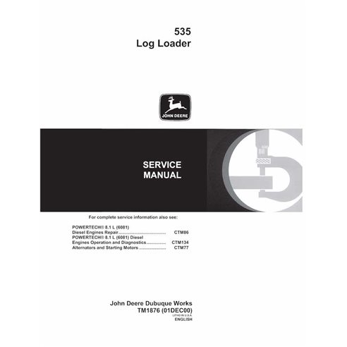 TM1876 Manual técnico de la cargadora de troncos John Deere 535 - todo incluido (TM1876)