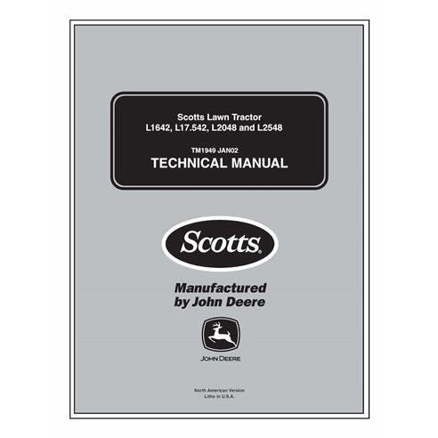 TM1949 Manual técnico para tractores cortacésped John Deere L1642, L17.542, L2048, L2548 - todo incluido (TM1949)