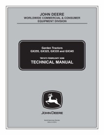 John Deere GX325, GX335, GX345, GX255 tractor cortacésped pdf manual técnico - todo incluido - John Deere manuales - JD-TM197...