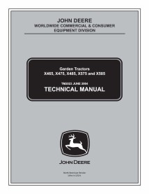 TM2023 Manual técnico para tractores cortacésped John Deere X465, X475, X485, X575, X585 - todo incluido (TM2023)