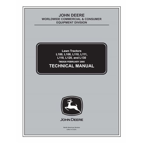 John Deere L100, L108, L110, L111, L118, L120, L130 tractor de césped manual técnico pdf - todo incluido - John Deere manuale...