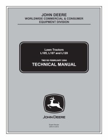 TM2185 John Deere L105, L107, L120 trator de grama pdf manual técnico - tudo incluído