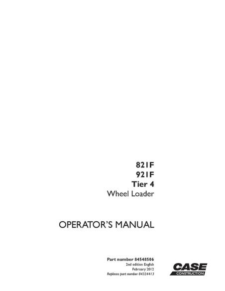 CASE-84548506 Case 821F, 921F Tier 4 wheel loader operator's manual