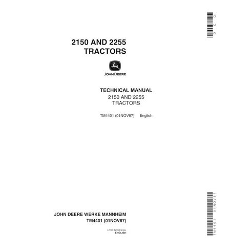 John Deere 2150, 2255 tracteur manuel technique pdf - John Deere manuels - JD-TM4401-EN