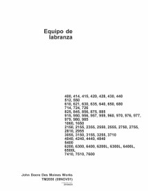 Equipamento de lavoura John Deere 400 - 7600 pdf manual técnico ES - John Deere manuais - JD-TM2656-ES