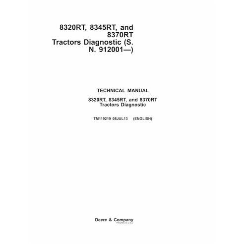 TM119219 Manual técnico de diagnóstico para tractores John Deere 8320RT, 8345RT y 8370RT (TM119219)