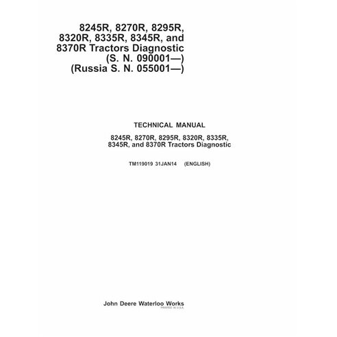 John Deere 8245R, 8270R, 8295R, 8320R, 8335R, 8345R trator pdf manual técnico de diagnóstico - John Deere manuais - JD-TM1190...