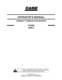 Manual do operador da miniescavadeira Case CX31B, CX36B - Caso manuais - CASE-87722071