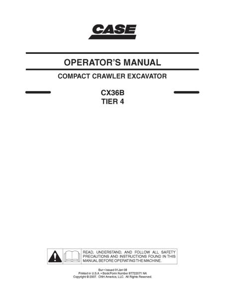 Case CX36B Mini Excavator Operator's Manual