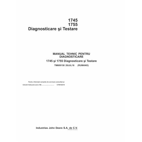 John Deere 1745,1755 sembradora pdf manual de diagnóstico y pruebas RO - John Deere manuales - JD-TM609158-RO
